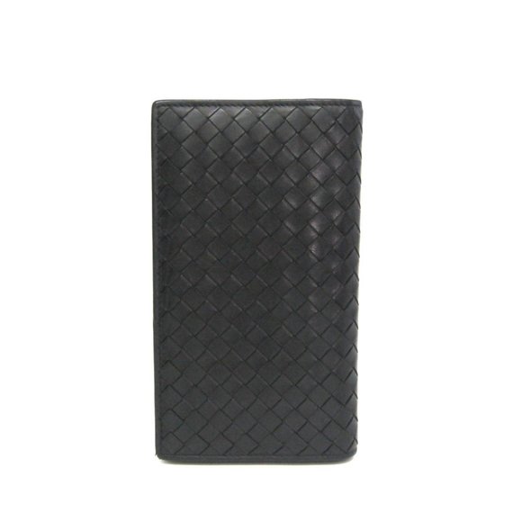 Bottega Veneta Intrecciato Men's Leather Long Wallet (bi-fold) Black
